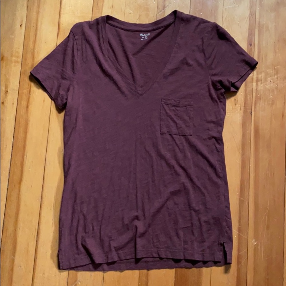 Burgundy Madewell Tee with pocket